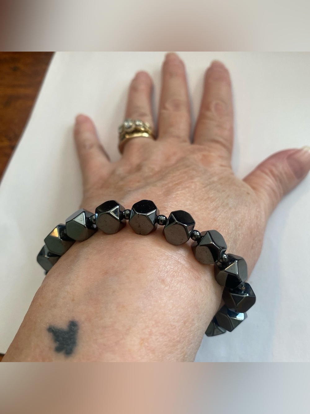 Hematite Geometric Bead Stretch Bracelet - Women Jewelry